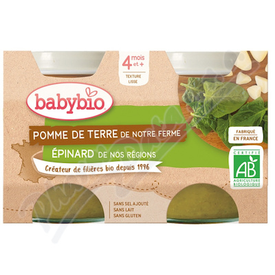 BABYBIO brambory-špenát 4m+ 2x130g