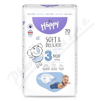 Happy Soft&Delicate 3 dětské pleny 5-9kg 70ks