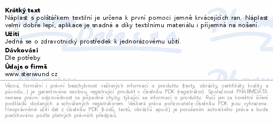 Náplast s polštářkem text.8x4cm 3ks nest.Steriwund