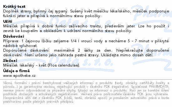 Apotheke Měsíček lékařský květ bylinný čaj syp.50g