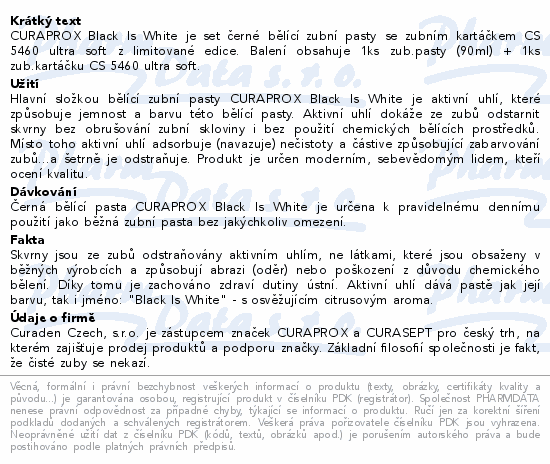 CURAPROX Black is White pasta 90ml+zub.kar.CS 5460