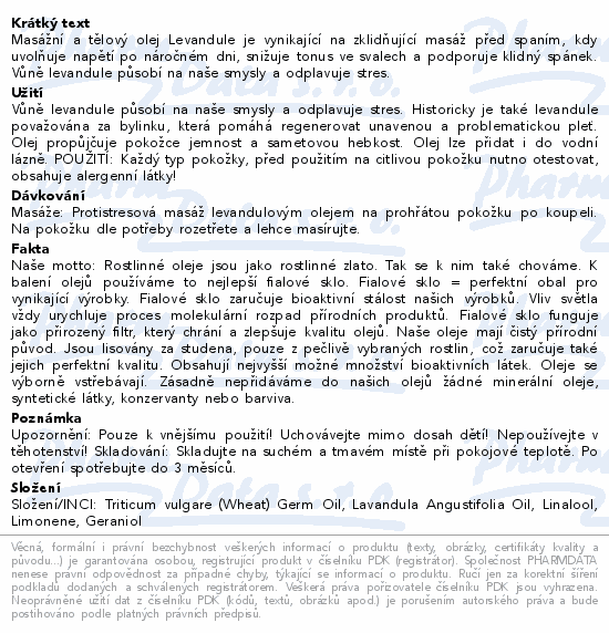 Renovality Masážní a tělový olej Levandule 100 ml