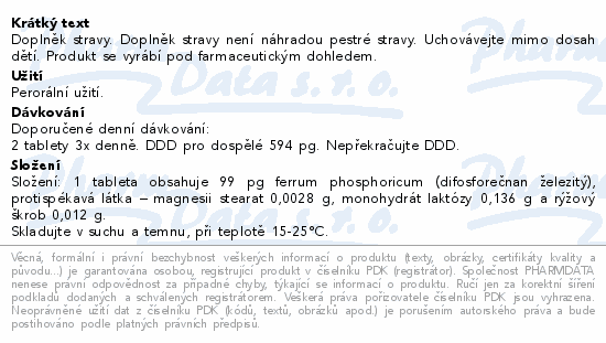 Ferrum phosphoricum AKH tbl.60