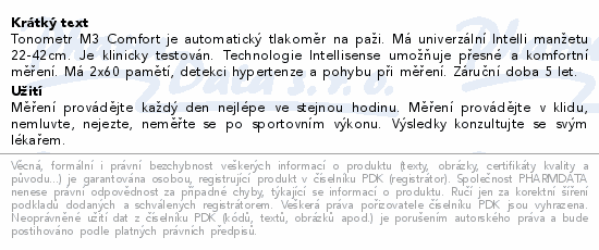 Tonometr digitální OMRON M3 Comfort Intelli