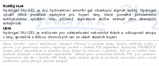 NU-GEL hydrogelový obvaz s alginátem 15g (10ks)