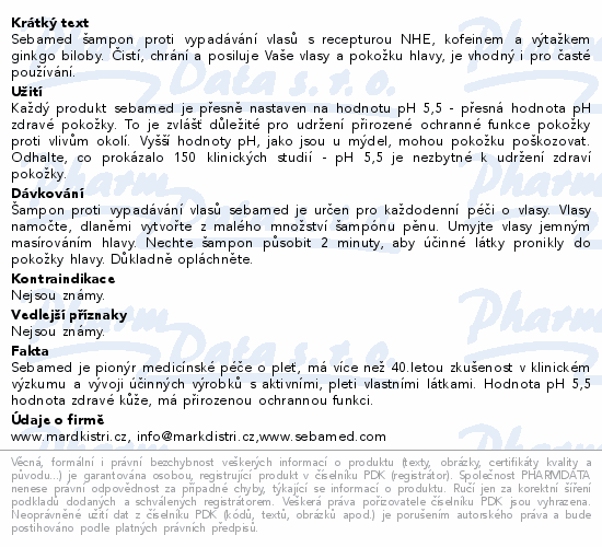 SEBAMED Šampon proti vypadávání vlasů 200ml