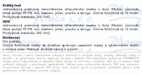 NANO M.ON nanovlákenná maska 1ks