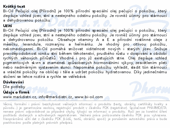 Bi-Oil pečující olej na pokožku přírodní 60ml