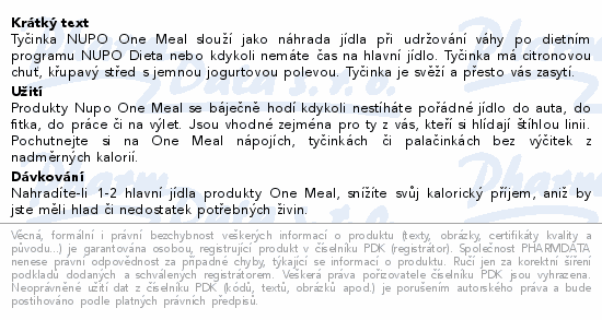 NUPO One Meal tyčinka křupavý citrón 60g