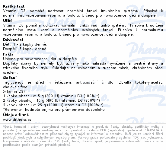 Detritin Vitamin D3 400 IU kapky 30ml