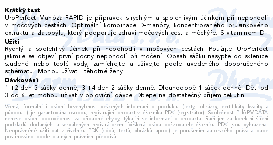 NatureVia UroPerfect Manóza Rapid 30 sáčků