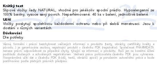 KOTEX Natural slipové vložky Normal 40ks