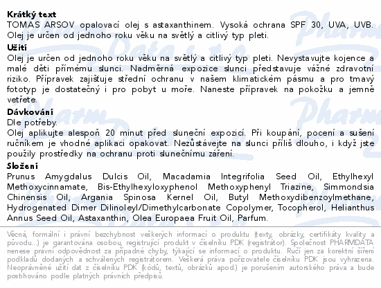 Tomas Arsov Opal.olej s astaxanthinem SPF30 100ml