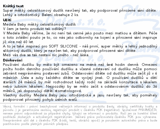 Medela baby Soft Silicone dudlík mod/tran.0-6m 2ks