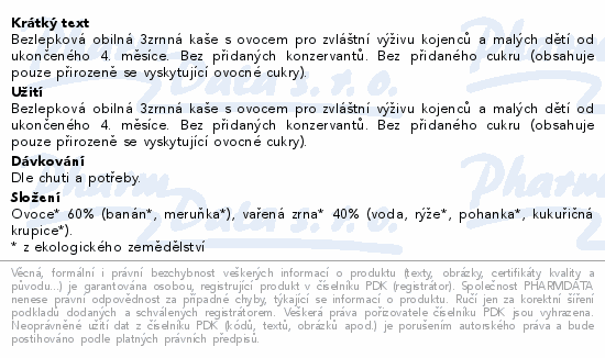 Rudolfs kapsička Obil.3zrnná kaše ov.BIO 110g 4M+