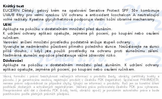 Eucerin SUN dětský gel.krém na opal.SPF50+ 200ml