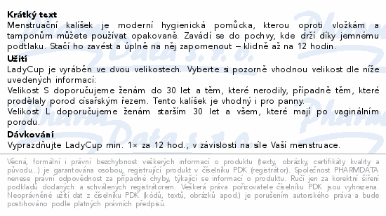 LadyCup Revolution menstruační kalíšek bílý malý