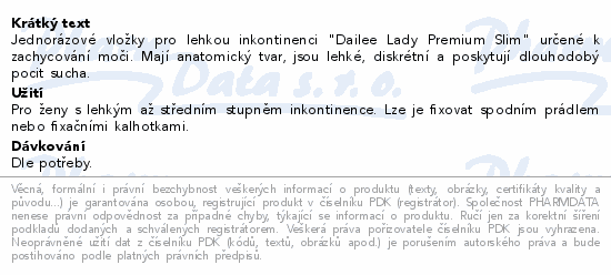 Dailee Lady Premium Slim MINI inko. vložky 30ks