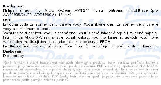 Filtrační patrona Philips AWP213 Micro X-Clean12ks