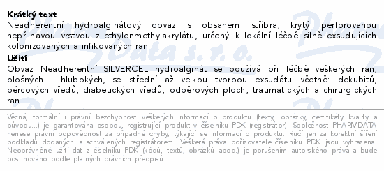 Krytí NEADHER Silvercel Hydroalginate 5x5cm 10ks