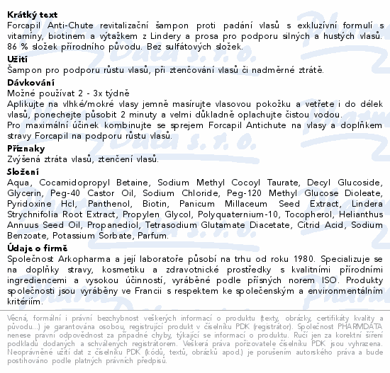 Arkopharma FORCAPIL Anti-Chute šamp.pad.vlas.200ml