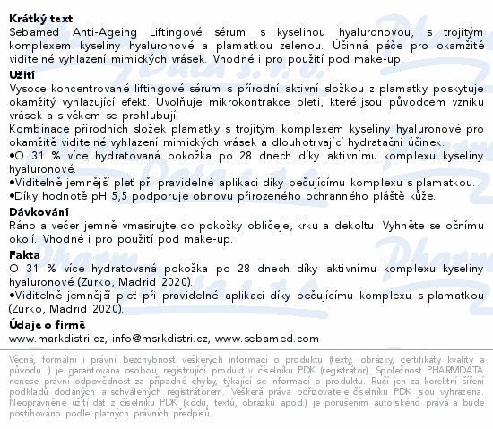 SEBAMED Anti-Ageing liftingové sérum 30ml