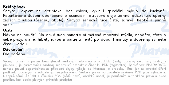 SANYTOL tekuté mýdlo antibakter.Kuchyně 250ml