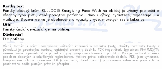 BULLDOG Energising Face Wash osvěž.čist.gel 150ml