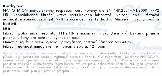 NANO M.ON nanovlákenný respirátor FFP2 tělový 1ks