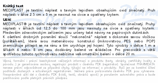 Náplast Mediplast 2.5cmx5m tkaná 1121 cívková