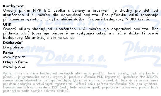 HiPP Jablka s banány a broskvemi BIO 4/6m 125g